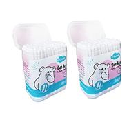 400 bastoncini di cotone di sicurezza per neonati con grandi punte per neonati, bambini, bambini, 100% cotone biologico, bastoncini di carta bianca, 2 confezioni da 400 gemme totali (bianco)