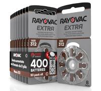 400 Batterie Per Apparecchi Acustici Rayovac Extra 312. - 50 Blister da 8 Pile