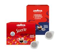 400 Cialde Lavazza Ese 44mm - Caffè Espresso 200 Crema e Gusto e 200 Suerte