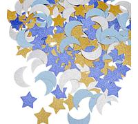 400 coriandoli a forma di stella, coriandoli con brillantini, decorazione da tavolo, stelle di Natale, con quattro disegni con stelle e lune, coriandoli per feste e compleanni