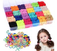400 elastici per capelli per bambine, piccoli con scatola di smistamento, colorati, senza cuciture, altamente elastici, versatili, per trecce per bambini e in viaggio, colori assortiti