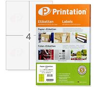 400 Etichette adesive (105x148,5mm=A6) stampabili - Printation | 100 fogli A4 con 2x2=4 etichette autoadesive, etichette per indirizzi 105x148mm - per stampanti laser e inkjet