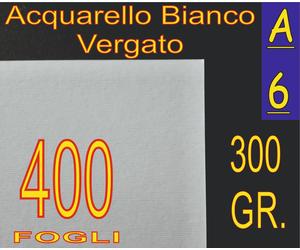 400 FF CARTA ACQUARELLO BIANCO X STAMPANTI LASER INKJET A6 300GR RUSTICK