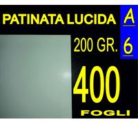 400 FOGLI A6 CARTA PATINATA LUCIDA STAMPANTI LASER FOTO TESSERA 200 gr