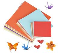 400 Fogli Carta Origami Colorata, Pieghevole Fronte-retro, Quadrata per Artigianale Fai Da Te, 10 x 10 cm, 15 x 15 cm, 20 x 20 cm
