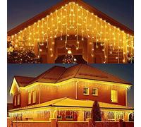 400 LED 10M Cascata Luci da Esterno, IP44 Tenda Luminosa Natal Bianco Caldo, Luci Natalizie da Esterno, Tenda led con 8 modalità, Luci Decorazione Natale per Feste, Finestra, Blacone