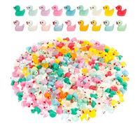 400 mini anatre in resina di colore mini paperella di cigolio fai da te, graziosa anatra colori chiari, impermeabili, piccole anatre figure per case delle bambole e mini giardini