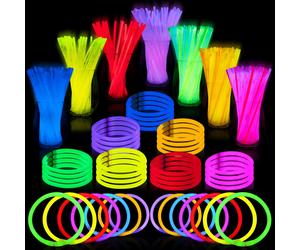 400 Neon Party Kit 200 Pezzi 8 (20cm) bastoncini luminosi & 200 Connettori per