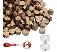 400 perline di cera per sigillo, kit di cera, in rame, per sigilli ottagonali, per confezioni regalo, inviti di nozze, in rame