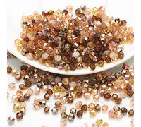 400 perline di vetro sfaccettate da 4 mm, perline di vetro colorate, perline artificiali, multicolore, assortite, per artigianato, bracciali, collane, gioielli, colore marrone