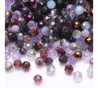 400 perline sfaccettate rotonde da 3 mm, perline in vetro multicolore assortite per la creazione di gioielli, braccialetti fai da te, collane, progetti artigianali, perline distanziatrici finte (viola