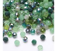 400 perline sfaccettate rotonde da 3 mm, perline in vetro multicolore assortite per la creazione di gioielli, braccialetti fai da te, collane, progetti artigianali, perline distanziatrici (verde 3 mm)