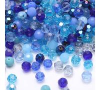 400 perline sfaccettate rotonde da 4 mm, perline in vetro multicolore assortite per la creazione di gioielli, braccialetti fai da te, collane, progetti artigianali, perline distanziatrici finte (blu