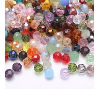 400 perline sfaccettate rotonde da 4 mm, perline in vetro multicolore assortite per la creazione di gioielli, braccialetti fai da te, collane, progetti artigianali, perline distanziatrici e perle