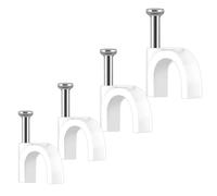 400 Pezzi 4 Diverse Dimensioni fermacavi,ferma cavi adesivo,fermacavi muro, Rotondi Graffette Clip,per Gestione dei Cavi Elettrici, cavi Ethernet, cavi telefonici, USB(Bianchi,5mm,6mm,8mm,10mm)