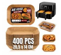 400 pezzi di carta friggitrice ad aria Dual Zone 20,5 x 14 cm. Compatibile | Antiaderente, senza BPA, extra spesso, mantiene il cestino pulito