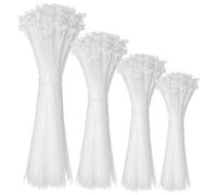 400 Pezzi fascette elettricista,fascette plastica 100/150/200/300 mm,Fascette in nylon premium, Fascette in plastica multiuso per casa, giardino, ufficio e fai da te,Bianco