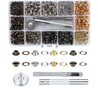 400 Pezzi Occhiello Strumento Kit, Occhielli Occhiellatrice, Metallo Strumento Installazione Dell'Occhiello, Occhielli Grommet Rondelle per Tela Cerata, Tessuto, Tende, 4 Colori
