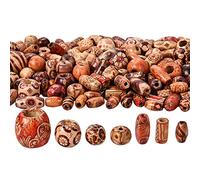400 Pezzi Perline di Legno Stampato Varie Forme Perline di Legno Sciolto per Gioielli Fare DIY Collana Braccialetti Capelli Mestieri