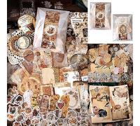 400 Pezzi Vintage Scrapbooking Kit, Aesthetic Accessori Set, Adesivi Decorativi Stickers Vintage Carta Decorativa Regalo per Fai da Te Diario Album Calendario