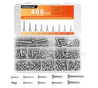 400 Pz M3 M4 M5 Viti Autofilettanti per Legno, Viti a Testa Piatta a Testa a Croce per Lamiera, Viti per Legno a Testa Svasata Croce Assortimento Kit, Set Viti in acciaio INOX