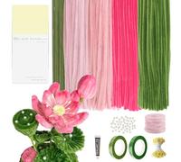 400 Scovolini Rosa Tulipani per Lavoretti +30 Steli Fiori+2 Nastro Fiorista+200 Nucleo Fiore+3 Carta Regalo+4,5M Nastro+50 Perla Mezza Rotonda+1 Colla, Scovolini Pipa per DIY Bouquet Decorare
