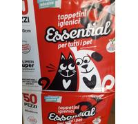 50 PZ x ESSENTIAL TAPPETINI IGIENICI CANI GATTI 60 x 60 CM SUPER ASSORBENTI