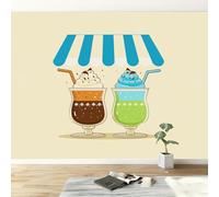 400 x 280 cm Carta Da Parati Fotografica Bicchiere Da Gelato Dei Cartoni Animati, Fotomurali in tessuto non tessuto Murale alla moda Decorazione da Muro, per soggiorno camera da letto, Crema