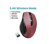 (4000 DPI 2.4G Rosso) ãNOVITÃãUGREEN Mouse ergonomico wireless 4000 DPI silenzioso 6 pulsanti per MacBook