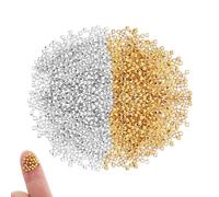 4000 perline rotonde in metallo da 2 mm, per la creazione di gioielli, perline lisce a crimpare, argento e oro, per braccialetti
