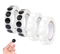 4000 Pezzi Adesivi Rotondi 4 Rotolo Etichette Adesive Rotonde Adesivi Rotondi Neri Bollini Adesivi Bianchi per Casa Ufficio Scuola Libri