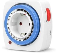 400603 Timer Analogico Mini Programmabile 24 Ore per Uso Interno, Bianco-Blu, Un