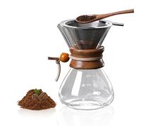 400ml Caffettiera Pour Over Coffee Maker Dripper Manuale per Fare il Caffè con Filtro Permanente in Acciaio Inox Caffettiera in Vetro per Polvere di Caffè Macinato La Casa, Il Caffè e La Festa