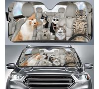 403 Copri Vetro Auto Pieghevole Parasole per Parabrezza Anteriore Anti-UV Car Parabrezza Parasole Universale per Auto SUV Camion Adorabili Gatti sulla Strada Animali Divertenti