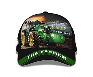 403 Donna Uomini Cappello da Baseball Regolabile Berretto da Baseball Trucker Cappellino Trattore Personalizzato Stampato in 3D The Farmer - Non Mi Fermo Quando Sono Stanco, Mi Fermo Quando Ho Finito