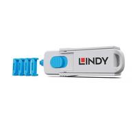 40320 4002888403207 Lindy 40320 clip sicura Bloccaporte + chiave HDMI Blu, Grigi