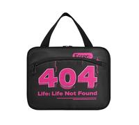 404 Error Life Not Found Hanging Hanging Travel Toiletry Bag con gancio, Designer Chic Makeup Organizer Bag per Adulti Viaggio Bolsa de maquillaje para Mujer L