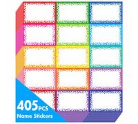 405 Etichette con Nome, Targhette Colorate Scrivibili con Adesivo Permanente per Scuola, Ufficio, Casa, con Linea di Perforazione