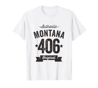 406 Montana Area Code Distressed Authentic Maglietta