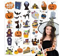 408 foglie di Halloween tatuaggi temporanei per bambini, tatuaggi per bambini singoli per feste di Halloween forniture di caramelle, simpatici fantasmi di zucca tatuaggi temporanei adesivi per ragazzi