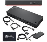 40B00300US Lenovo - Docking station USB C Bundle, 1 anno di garanzia, compatibile con display 4K, Thunderbolt 4 Dock con adattatore da 300 W, HDMI, DisplayPort, cavi Thunderbolt e tessuto