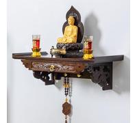 40CM,Armadio Del Santuario Del Buddha Montato A Parete, Tavolo Per Le Offerte Del Dio Della Ricchezza, Tavolo Per L'altare Del Santuario Personale in Legno Massello, Tavolo Per Cerimonie Domestiche