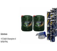 40L Olio Motore FANFARO GSX 15W-40 8x MANNOL Leak-Stop ADDITIV+Flush Motore