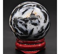40mm BlackWhite Zebra Quartz Crystal ShpereStone Natural Gemstone Massage Ball Trinket Decorazione con supporto Crystal Specimen