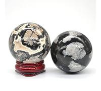 40mm foglia d'argento diaspro cristallo di quarzo shpere gemma palla da massaggio gingillo decorazione in pietra naturale con supporto Crystal Specimen