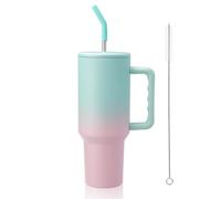 40oz/1187ml Tazza Termica, caffè Thermo Coffee Mug-to-Go con maniglia del coperchio della paglia, Acciaio inossidabile Mug e tazze isolate, Grande capacità per ufficio viaggi