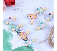 40pcs Bella elefante in legno cartone animato colorato mini clip in legno