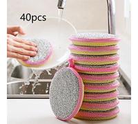 40PCS Spugne per Lavastoviglie con Coperchio in Rete per Efficace Pulizia Cucina