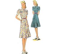 40s Cartamodello: Redingote,Tè Abito - Francese Istruzioni - Bust = 107cm