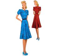 40s Cartamodello: Redingote,Tè Abito - Francese Istruzioni - Bust = 107cm